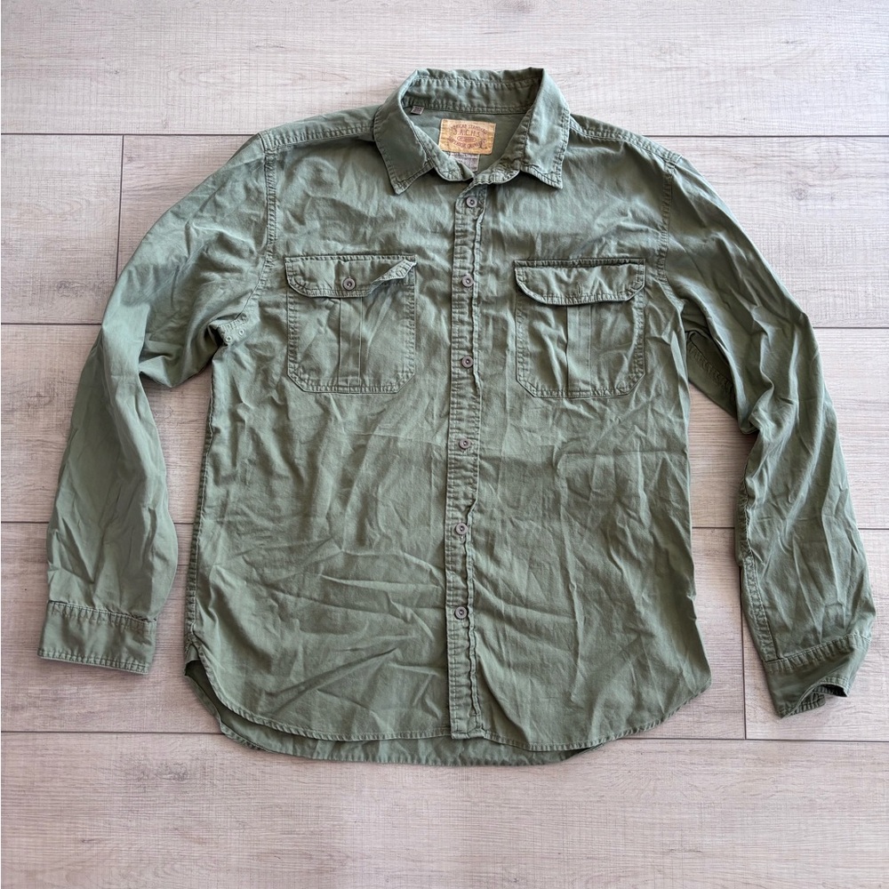 Jachs Army Green Long-Sleeve Tomboy Utility Button-Down Shirt Size 2XL